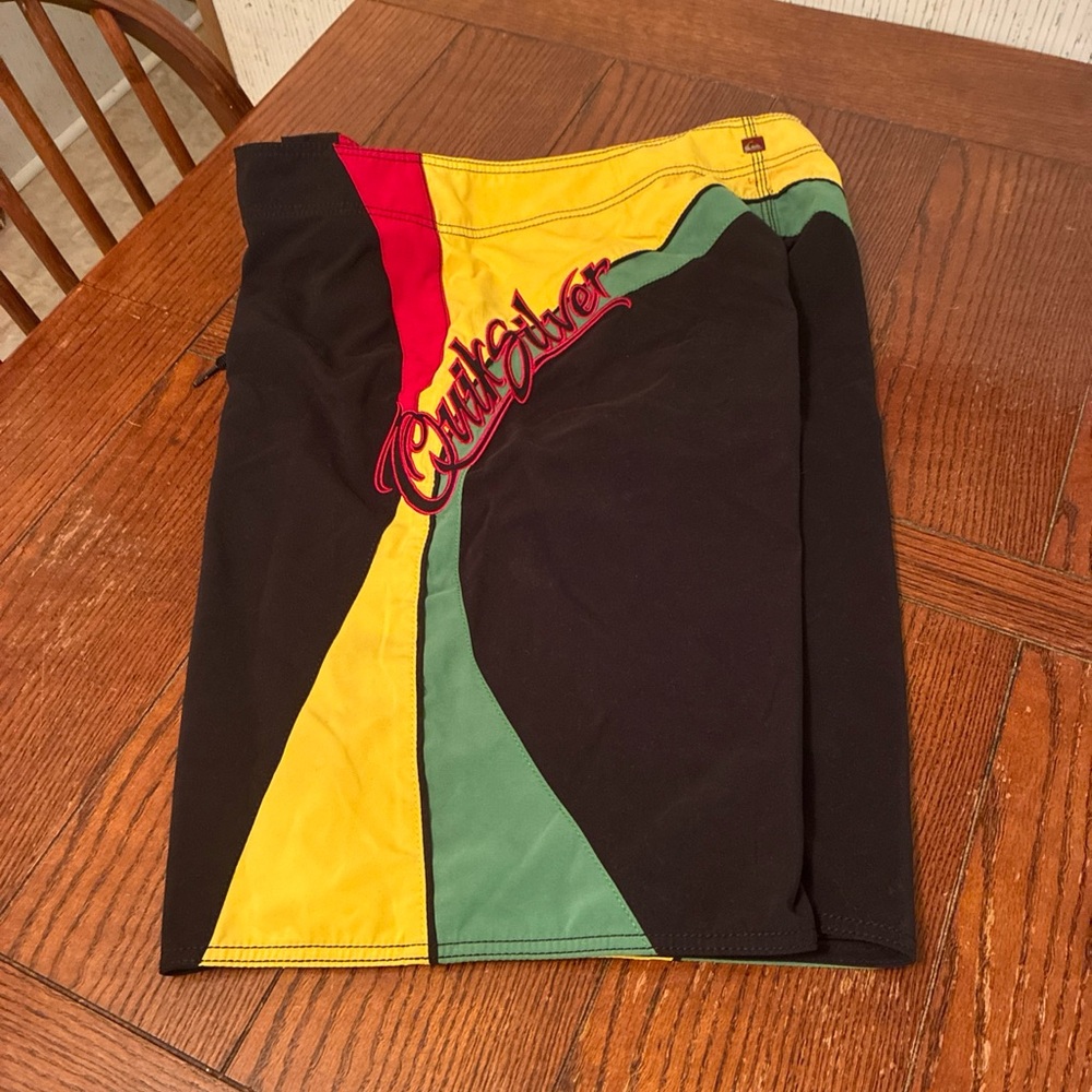 Vintage Quiksilver Swim Shorts Men’s 36/38 Rasta Board Trunks Jamaican
